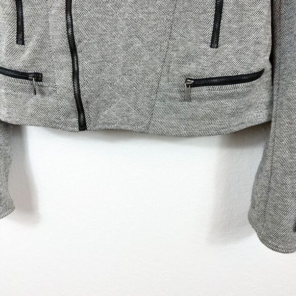 ANTHROPOLOGIE UNDER SKIES Grey Cropped Moto Style Jacket Size Medium - Picture 5 of 12